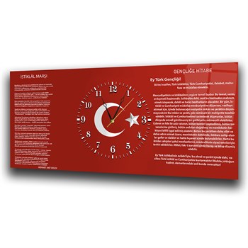 Milli Değerler | İstiklal Marşı ve Gençliğe Hitabe Saatli Cam Tablo