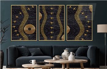 Alüminyum Çerçeveli Sanat Temalı 3lü Set CAM Tablo 0050