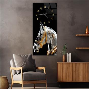 Vertical Art Themed Glass Wall Art with Clock at the Top 045