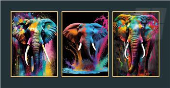 Aluminum Framed 3-Piece MDF Wall Art Set with Art Theme 0077