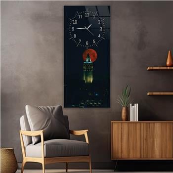 Vertical Art Themed Glass Wall Art with Clock at the Top 056