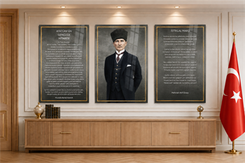 Atatürk İstiklal Marşı ve Gençliğe Hitabe Cam Tablo Seti