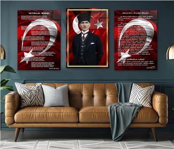  3lü Set VatanTemalı Cam Tablo 29