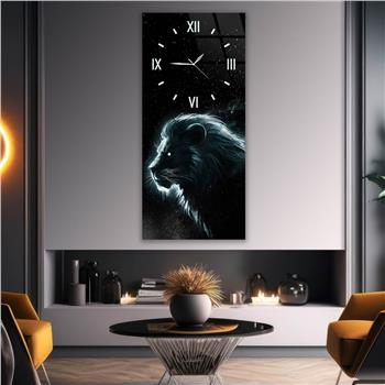 Dikey Üstten Saatli Sanat Temalı Cam Tablo 098