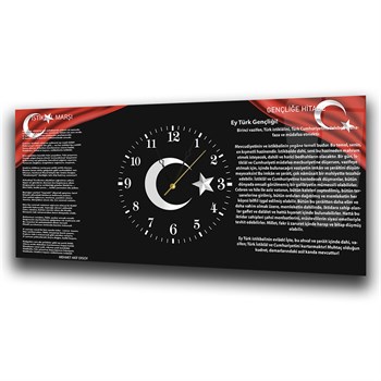 Milli Ruh | İstiklal Marşı ve Gençliğe Hitabe Saatli Cam Tablo