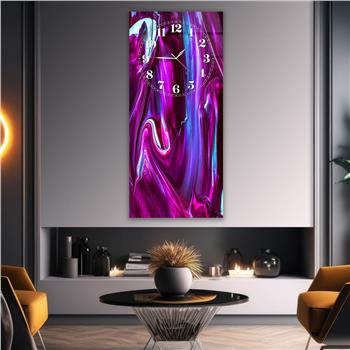 Vertical Art Themed Glass Wall Art with Clock at the Top 014