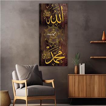 Vertical Religious Themed Glass Wall Art with Clock at the Center 012