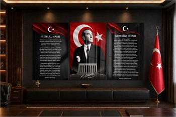  3lü Set VatanTemalı Cam Tablo 34