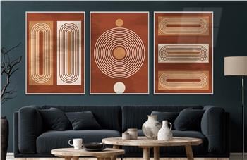 Alüminyum Çerçeveli Sanat Temalı 3lü Set CAM Tablo 0053