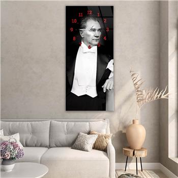 Vertical National Themed Glass Wall Art with Clock at the Top 021