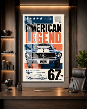 Mavi 1967 Ford Mustang Cam Tablo