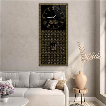 Tableau en verre à thème religieux vertical avec horloge en haut 051