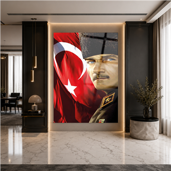 MUSTAFA KEMAL ATATÜRK GÖRSELLİ CAM TABLO 