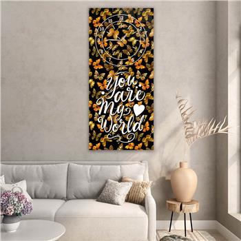 Vertical Art Themed Glass Wall Art with Clock at the Top 004