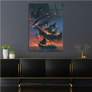 Vertical Tempered Glasss Wall Arts Natured-Themed222