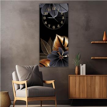 Tableau en verre à thème art et nature vertical avec horloge en haut 081