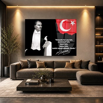 Mustafa Kemal Atatürk ve Türk Bayrağı Doktorlara Emanet Sözü Cam Tablo