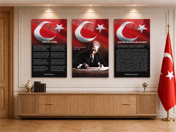Het Turkse Volkslied, Oproep aan de jeugd en Atatürk Glasschilderijset