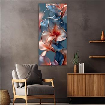 Vertical Art Themed Glass Wall Art with Clock at the Top 040