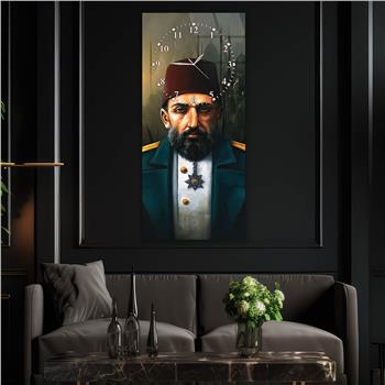 Vertical National Themed Glass Wall Art with Clock at the Top 039
