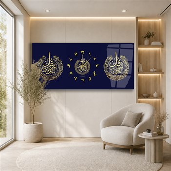 Horizontaal, in Het Midden Voorzien Van Een Klok, Religieus Thema Gehard Glasschilderij 105