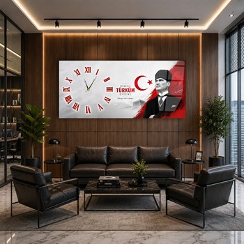 Ne Mutlu Türküm Diyene | Atatürk Saatli Cam Tablo
