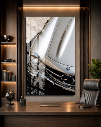 Gümüş Klasik Mercedes Detay Cam Tablo