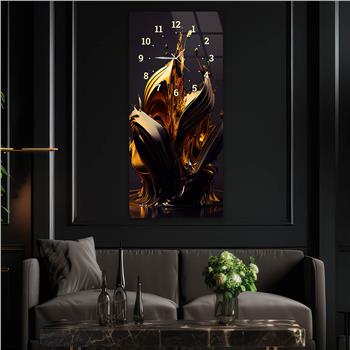 Vertical Art Themed Glass Wall Art with Clock at the Top 032