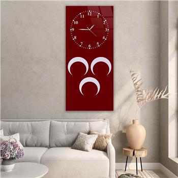 Vertical National Themed Glass Wall Art with Clock at the Top 041