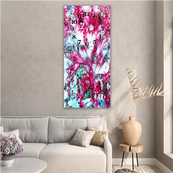 Vertical Art Themed Glass Wall Art with Clock at the Top 015