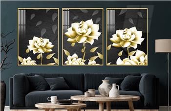 Alüminyum Çerçeveli Sanat Temalı 3lü Set CAM Tablo 0040