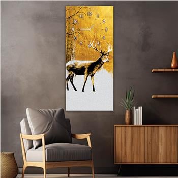 Vertical Art Themed Glass Wall Art with Clock at the Top 053