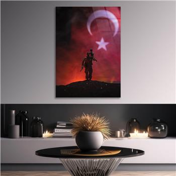 Turkish Flag and Turkish Soldier Glass Wall Art