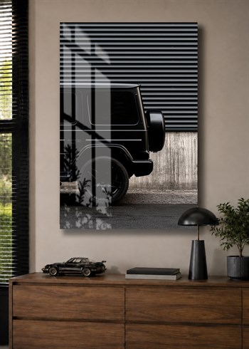 Siyah Mercedes G Serisi Arka Görünüm Cam Tablo