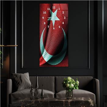 Vertical National Themed Glass Wall Art with Clock at the Top 002