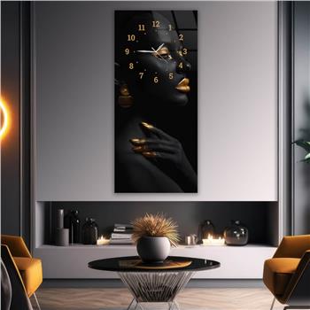 Vertical Art Themed Glass Wall Art with Clock at the Top 077