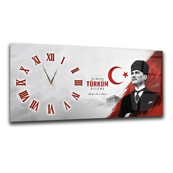 Ne Mutlu Türküm Diyene | Atatürk Saatli Cam Tablo