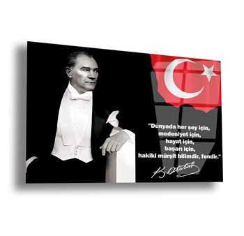 Mustafa Kemal Atatürk ve Türk Bayrağı Doktorlara Emanet Sözü Cam Tablo