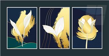 Aluminum Framed 3-Piece MDF Wall Art Set with Art Theme 0006
