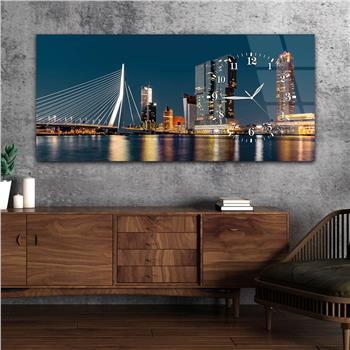 Yatay Saatli Yandan Sanat ve Doğa Temalı Cam Tablo 108
