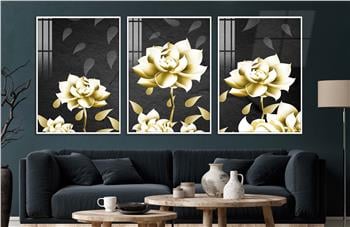 Alüminyum Çerçeveli Sanat Temalı 3lü Set CAM Tablo 0040