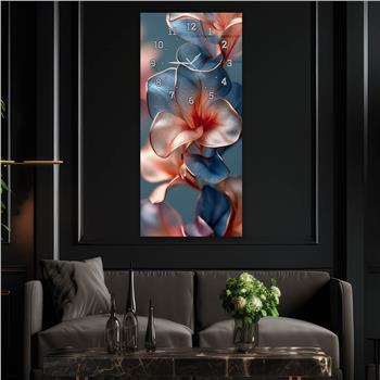 Vertical Art Themed Glass Wall Art with Clock at the Top 040