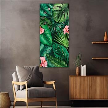 Vertical Art Themed Glass Wall Art with Clock at the Top 043