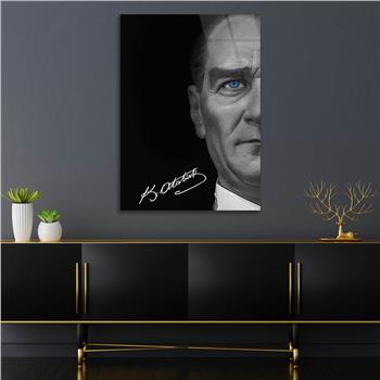 Mustafa Kemal Atatürk, His Blue Eyes and Signature Glass Wall Art