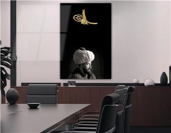 FATİH SULTAN MEHMET HAN Ottoman Tughra Tempered Glass Wall Art 