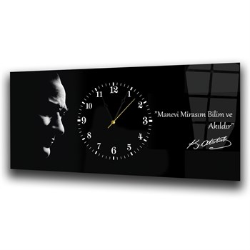 Manevi Mirasım Bilim ve Akıldır Saatli Cam Tablo