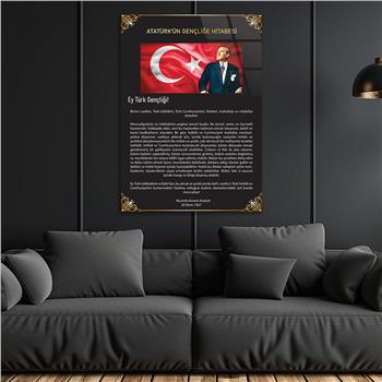 Atatürks Address to the Turkish Youth Glass Wall Art