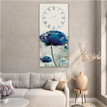 Vertical Art Themed Glass Wall Art with Clock at the Top 075