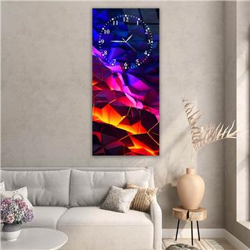 Vertical Art Themed Glass Wall Art with Clock at the Top 025