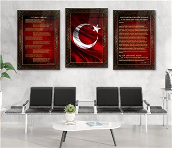  3lü Set VatanTemalı Cam Tablo 16